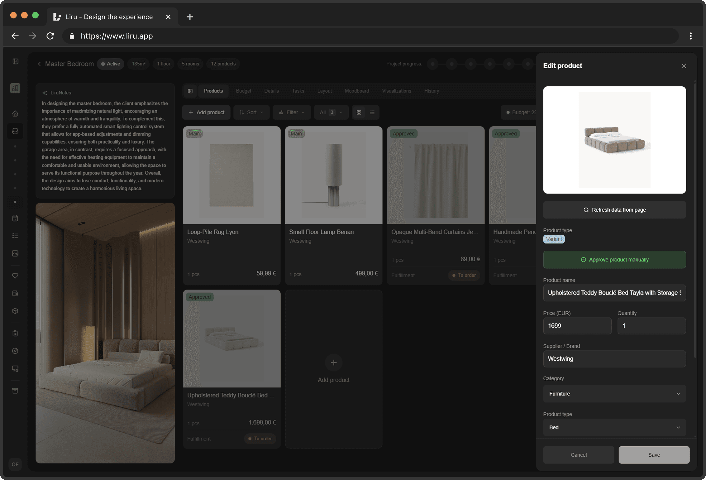 Budget tracking view